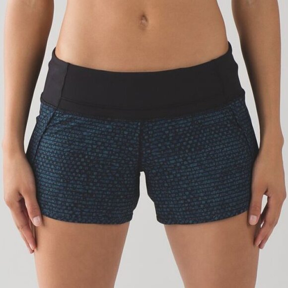Lululemon Run Times Short (4") - 8 Shatter Weave Desert Teal Alberta Lake/Black - Picture 1 of 6